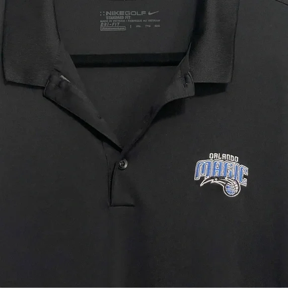 Nike Golf Black NBA Orlando Magic Basketball Collared Dri Fit Golf Polo Size XXL